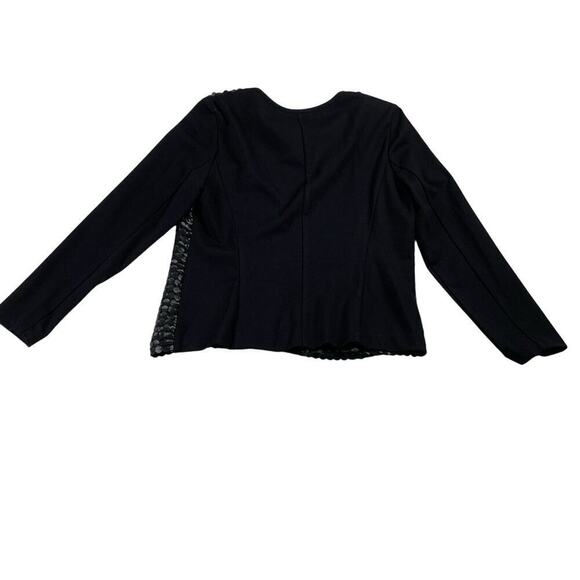 Ruby Rd. Black Faux Leather Zip Front Jersey Knit Texured Jacket - Size M - Picture 2 of 6